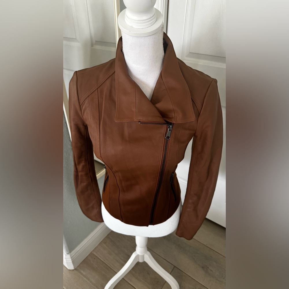 Marc New York Brown Leather Jacket Sz XS - Picture 12 of 16